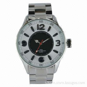 Men's stainless steel three-hand quartz watch, Miyota 2035 movement, solid s/s back case